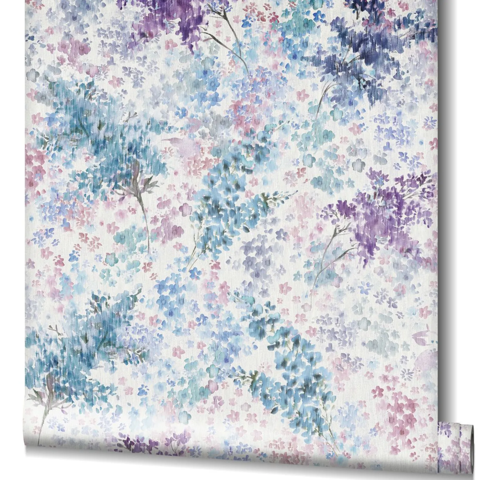Vliestapete Blumen Aquarell Weiß Blau Lila 47450