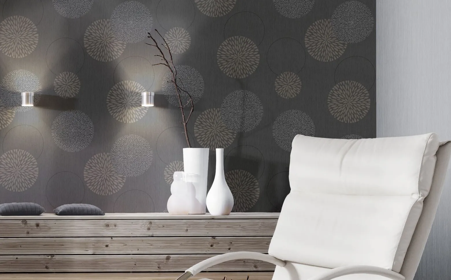 Vliestapete Blumen AS Creation Spot grau taupe 93791-1