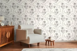 Vliestapete Blumen Blätter Floral Weiß Schwarz 39427-2