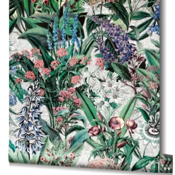Vliestapete Blumen Blätter Floral Grün Grau 47477