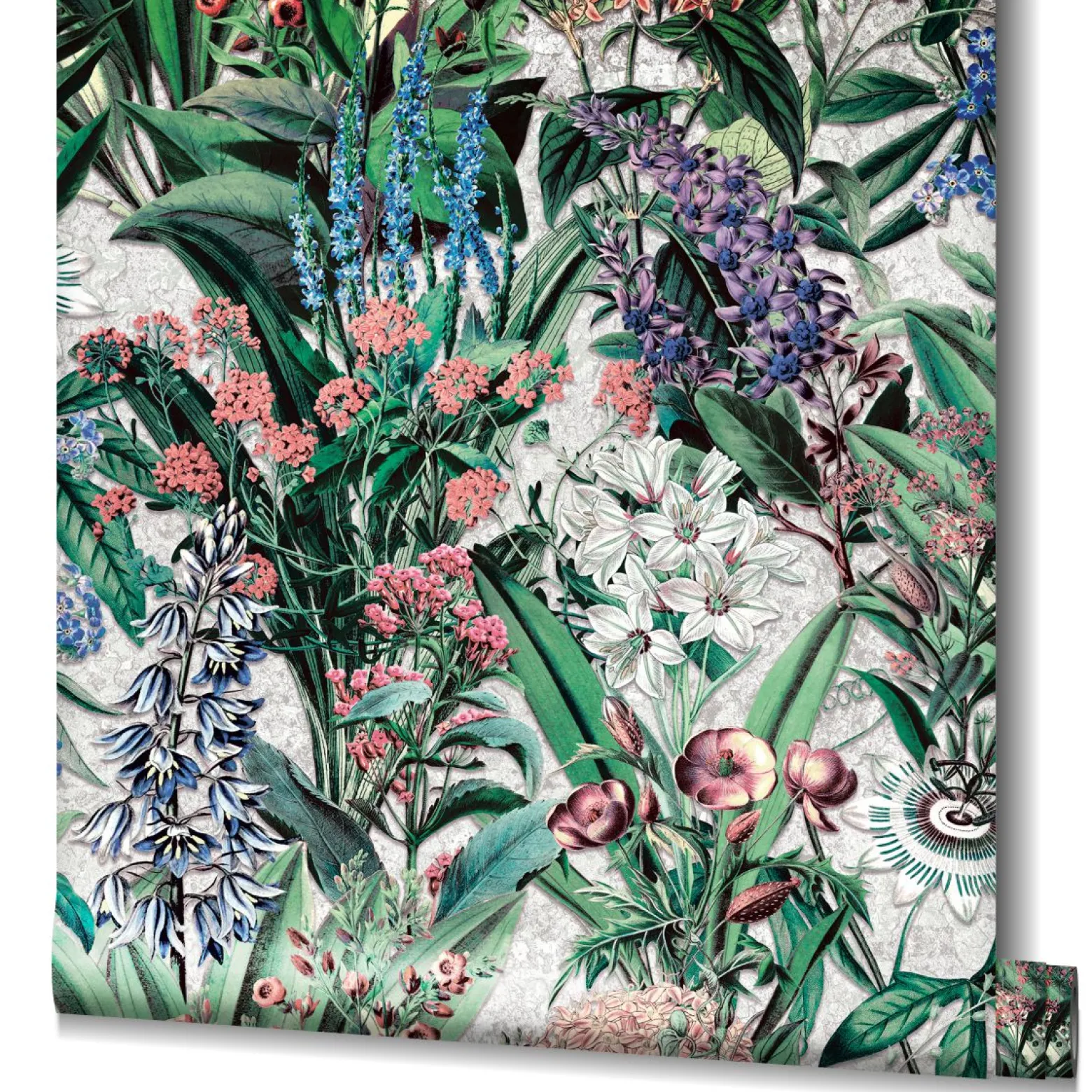 Vliestapete Blumen Blätter Floral Grün Grau 47477