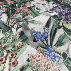 Vliestapete Blumen Blätter Floral Grün Grau 47477