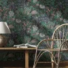 Vliestapete Blumen Blätter Floral Schwarz Grün 47475