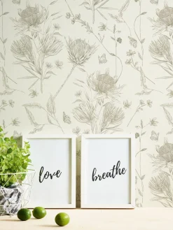 Vliestapete Blumen Blätter Floral Weiß Grün 39427-3