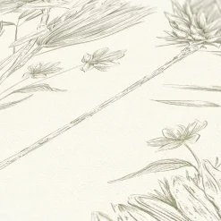 Vliestapete Blumen Blätter Floral Weiß Grün 39427-3