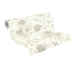 Vliestapete Blumen Blätter Floral Weiß Grün 39427-3