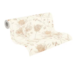Vliestapete Blumen Blätter Floral Creme Braun 39427-1