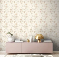 Vliestapete Blumen Blätter Floral Creme Braun 39427-1