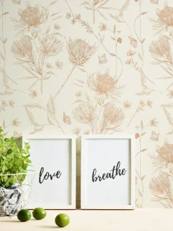 Vliestapete Blumen Blätter Floral Creme Braun 39427-1
