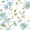 Vliestapete Blumen Blätter Weiß Blau Grün 89022