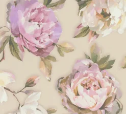 Vliestapete Blumen Floral Beige Weiß Rosa 39608-1
