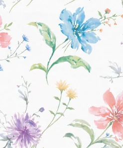 Vliestapete Blumen Floral bunt grau-weiß Marburg 32454
