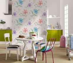 Vliestapete Blumen Floral bunt weiß Marburg 32455