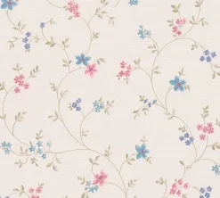 Vliestapete Blumen Floral Creme Grün Rosa Blau 39071-1