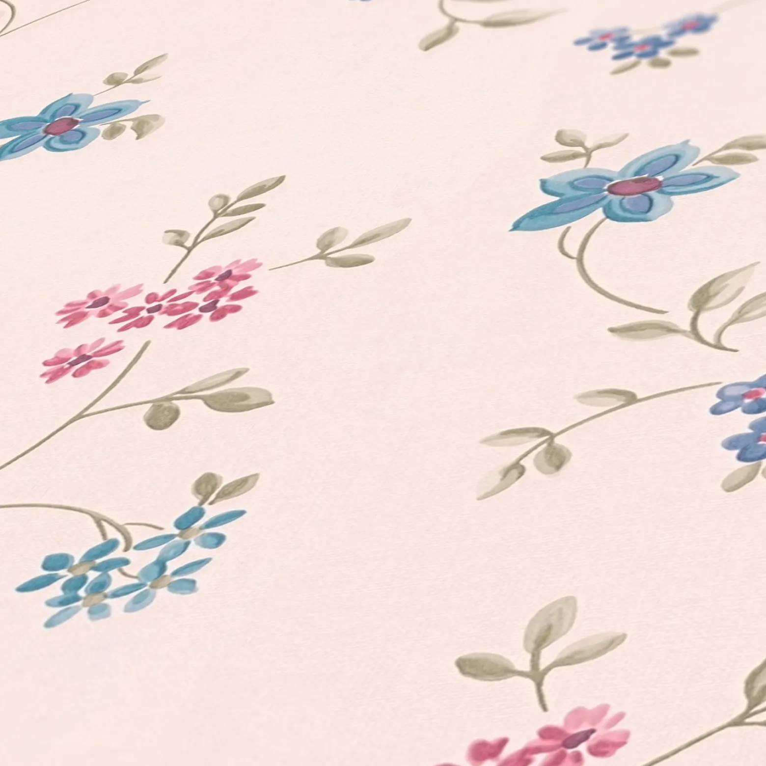Vliestapete Blumen Floral Creme Grün Rosa Blau 39071-1