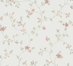Vliestapete Blumen Floral Creme Grün Rosa Gelb 93770-1