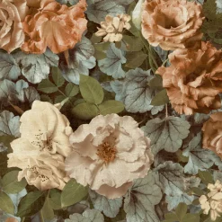 Vliestapete Blumen Floral Grün Apricot WL2101