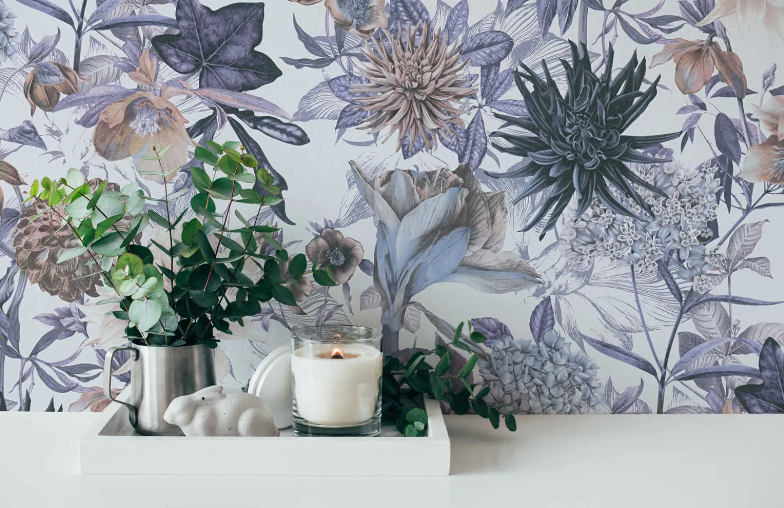 Vliestapete Blumen Floral Muster weiß blau 38175-1