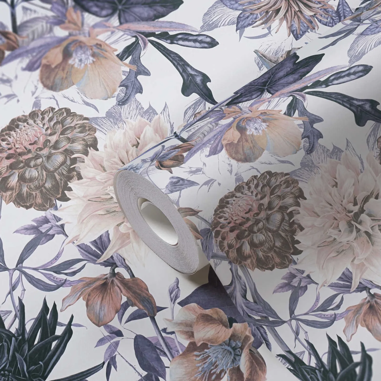 Vliestapete Blumen Floral Muster weiß blau 38175-1