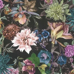 Vliestapete Blumen Floral Muster schwarz bunt 38175-7