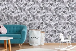 Vliestapete Blumen Floral Muster weiß grau 38175-3