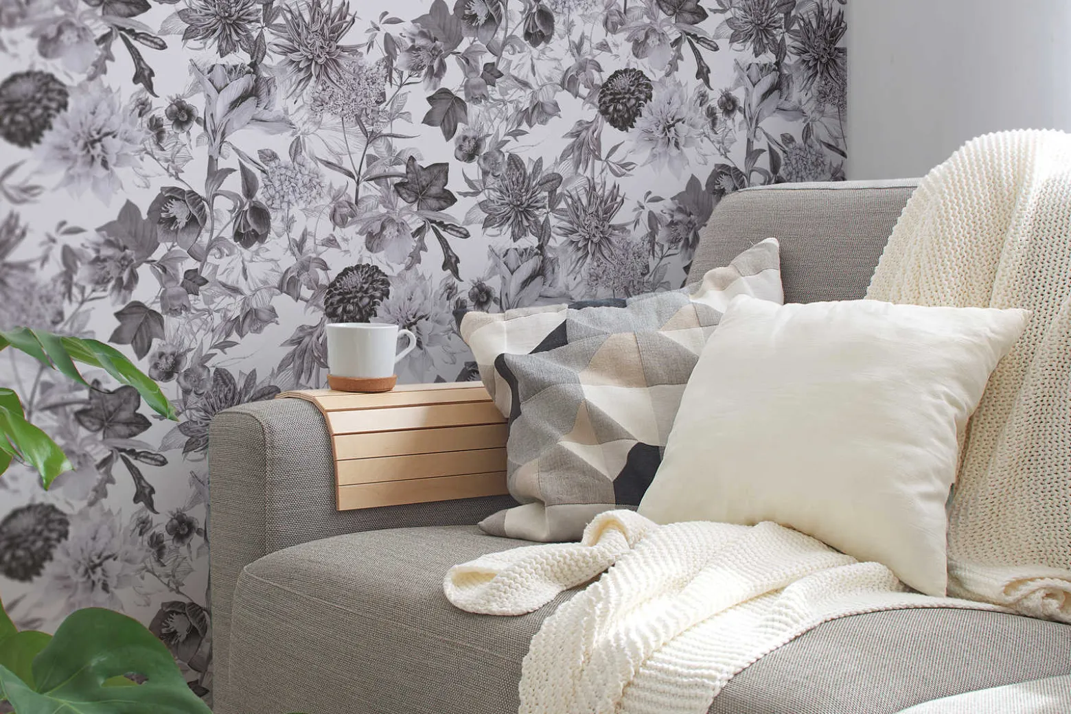 Vliestapete Blumen Floral Muster weiß grau 38175-3
