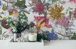 Vliestapete Blumen Floral Muster weiß bunt 38175-4
