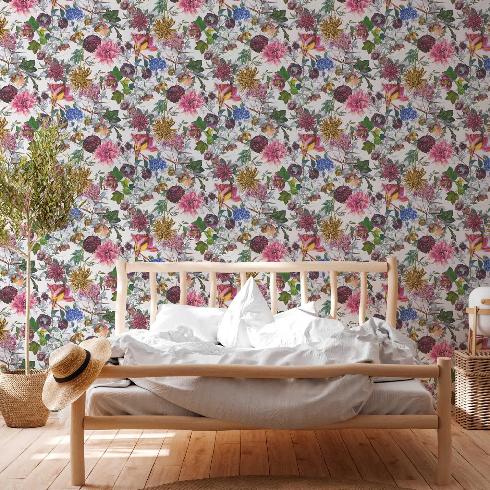 Vliestapete Blumen Floral Muster weiß bunt 38175-4