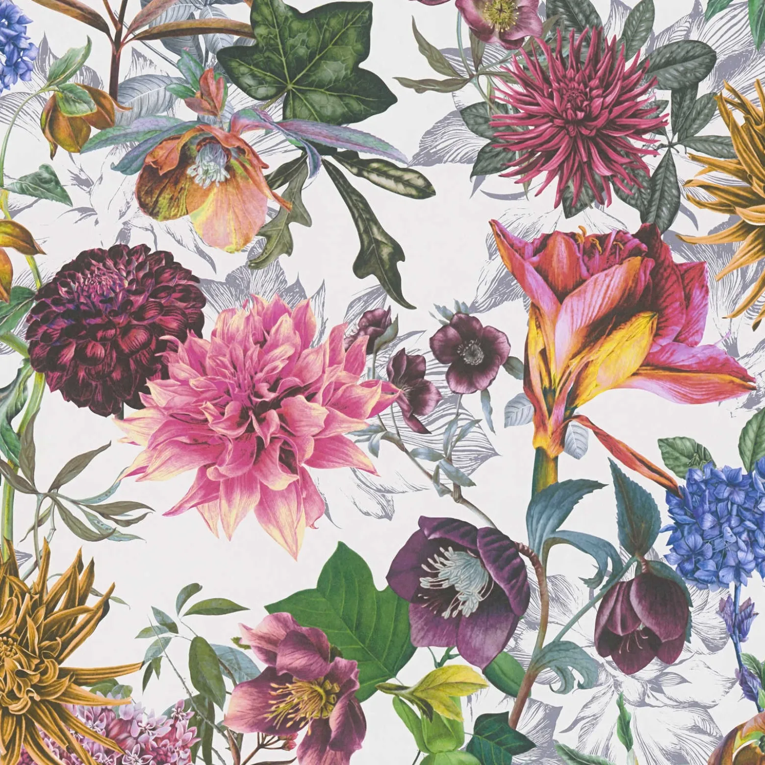 Vliestapete Blumen Floral Muster weiß bunt 38175-4