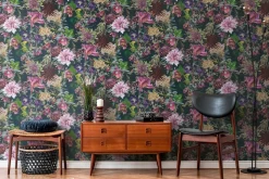Vliestapete Blumen Floral Muster schwarz rosa 38175-6