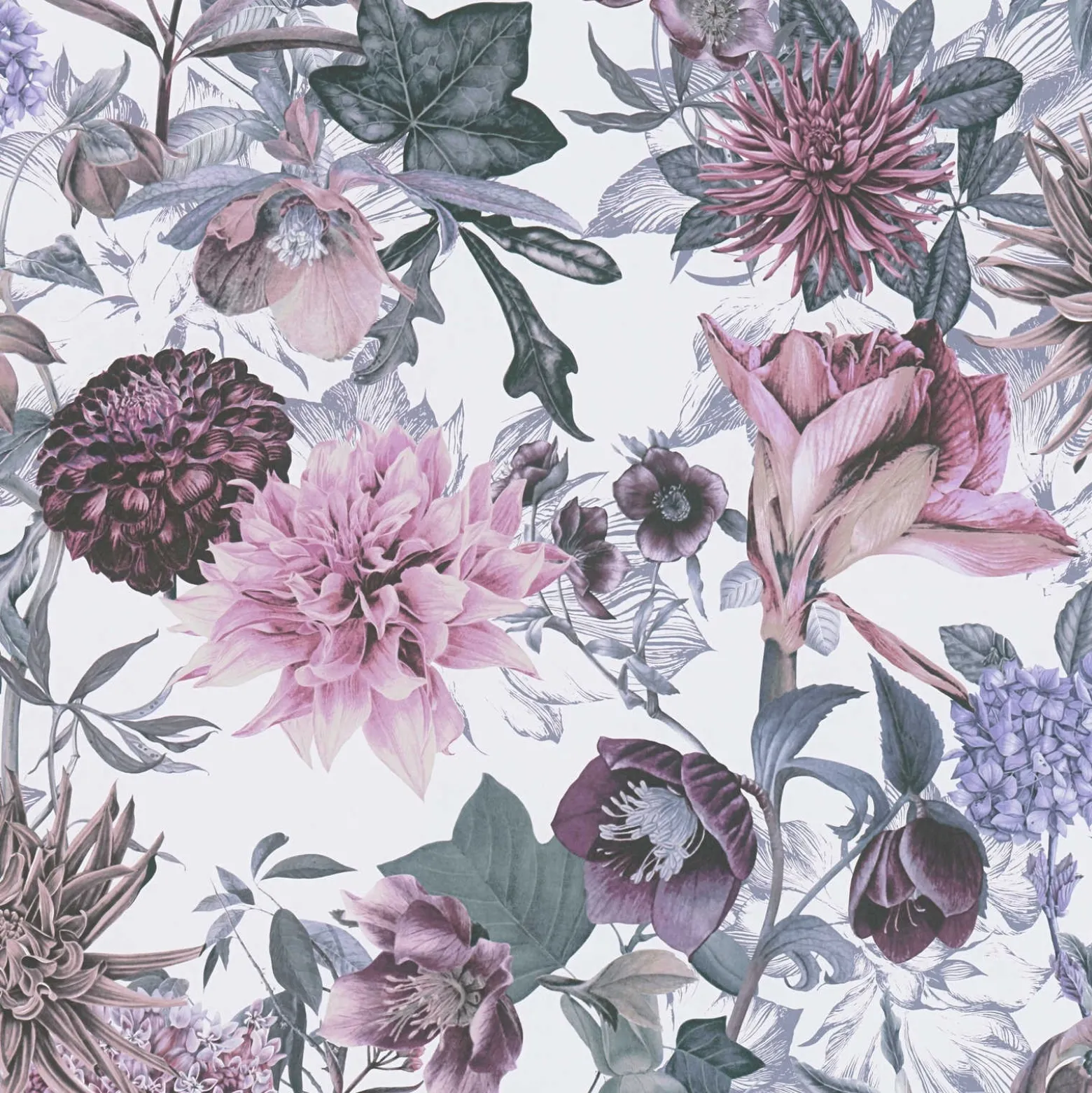 Vliestapete Blumen Floral Muster weiß rosa 38175-2