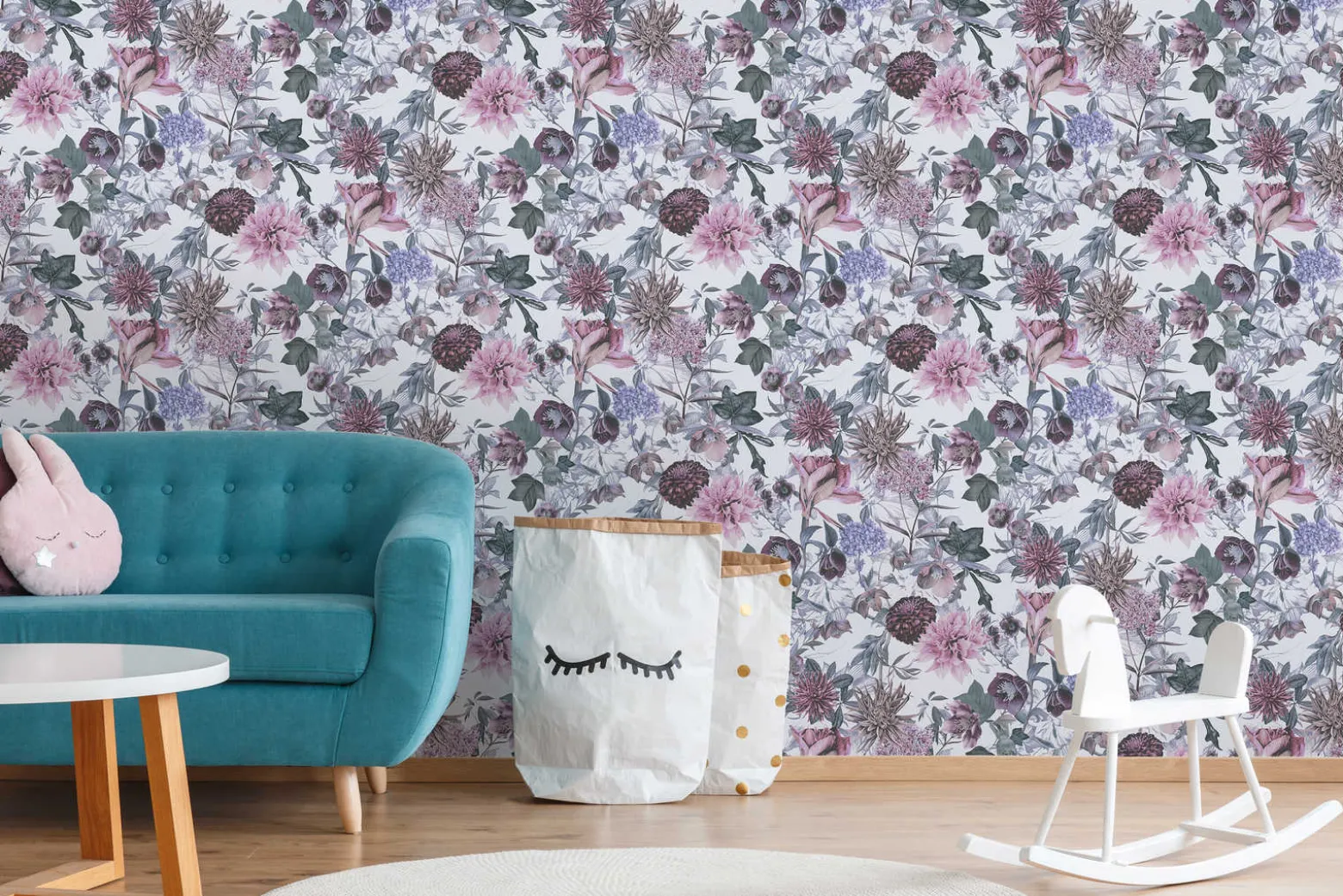 Vliestapete Blumen Floral Muster weiß rosa 38175-2