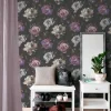 Vliestapete Blumen Floral Schwarz Weiß Lila 39609-1