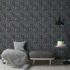 Vliestapete Blumen Floral Schwarz Grau Metallic 38847-4