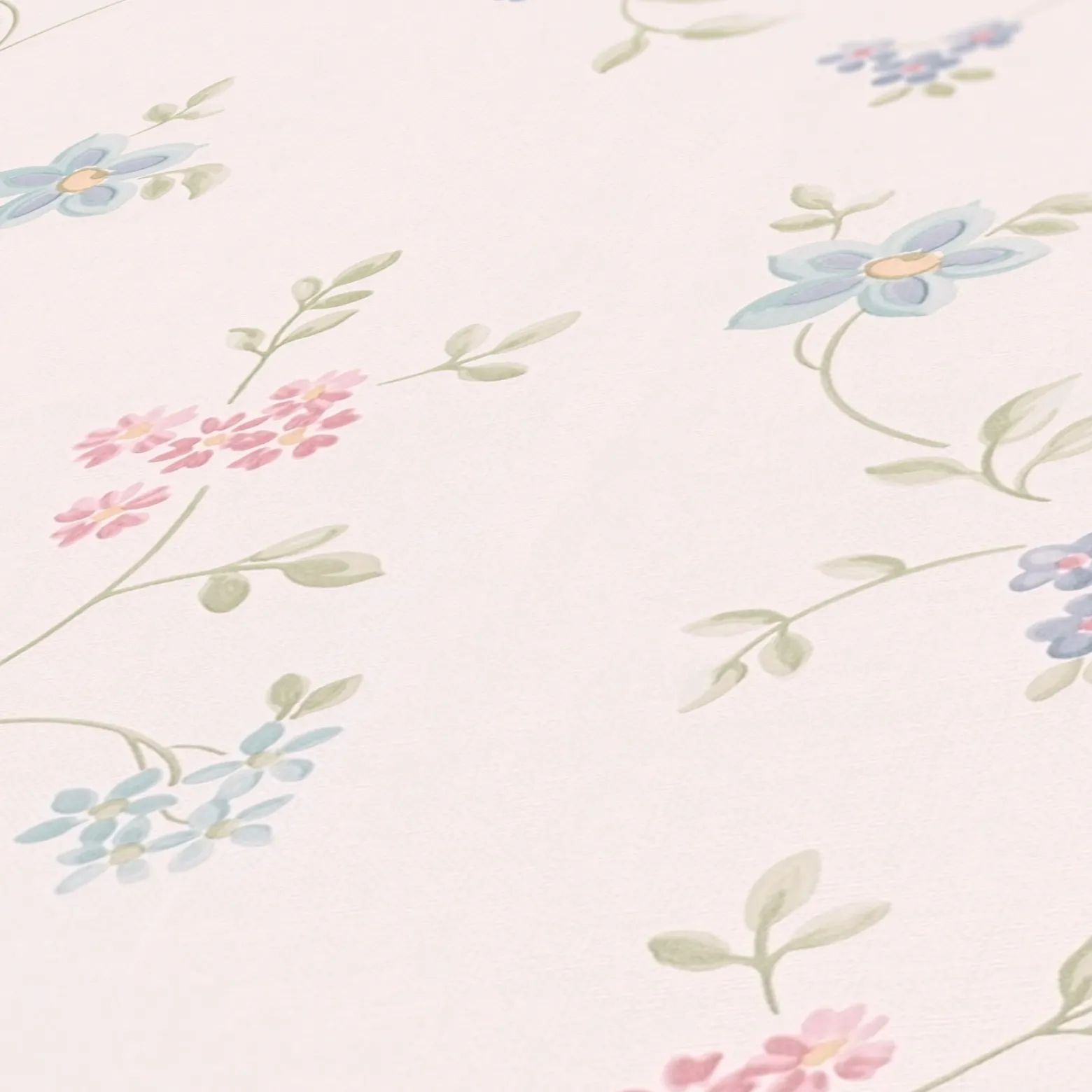 Vliestapete Blumen Floral Weiß Grün Rosa Blau 39071-2