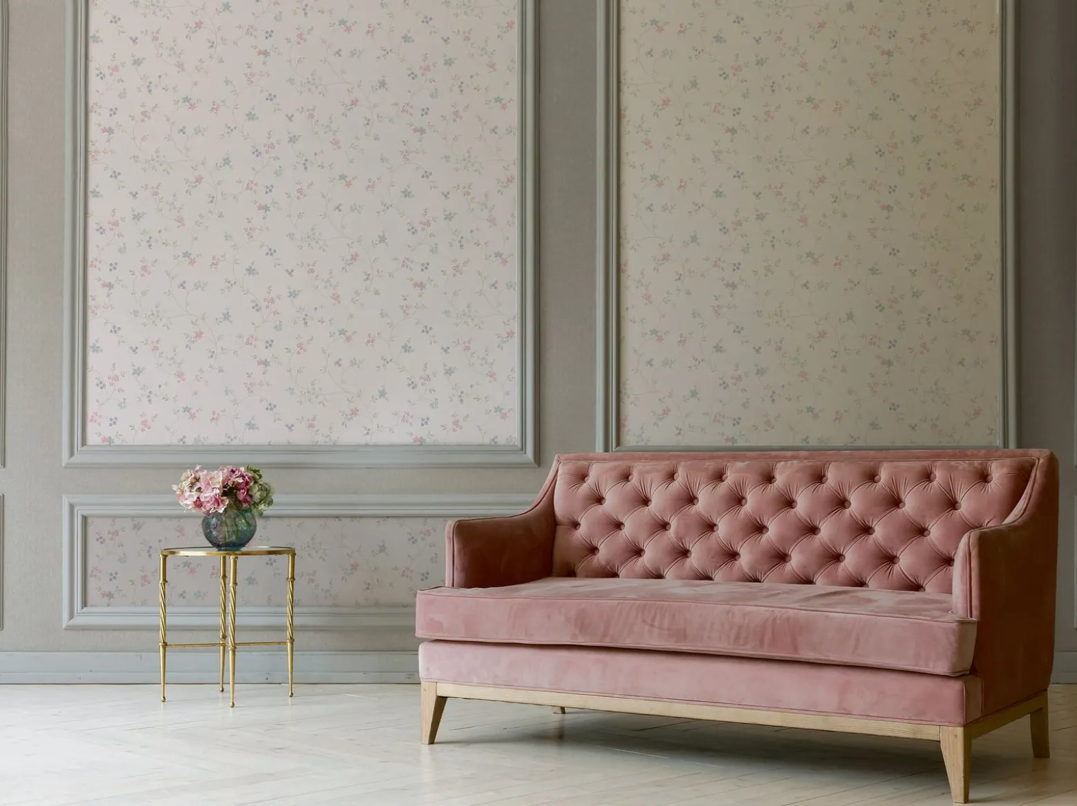 Vliestapete Blumen Floral Weiß Grün Rosa Blau 39071-2