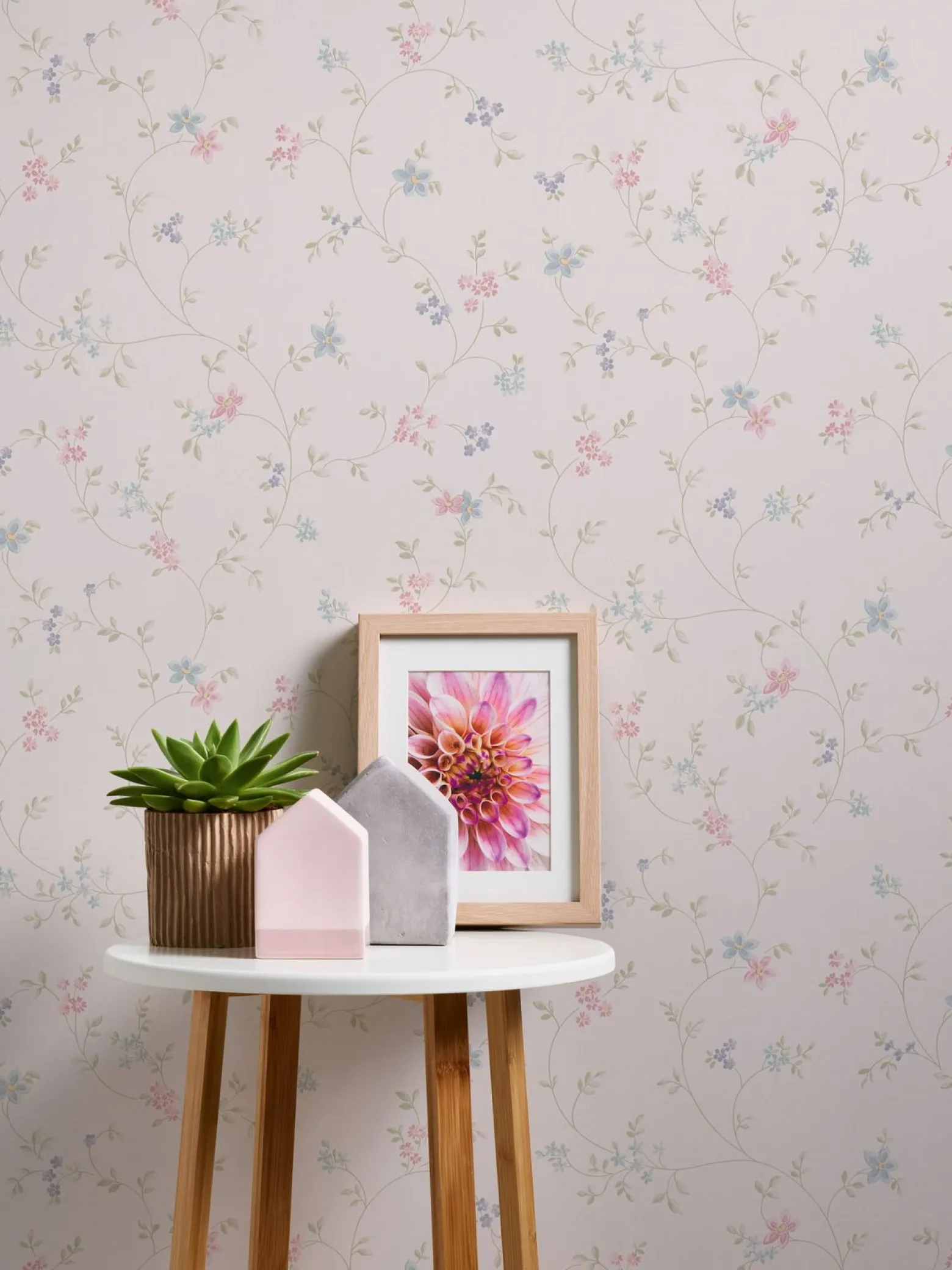 Vliestapete Blumen Floral Weiß Grün Rosa Blau 39071-2