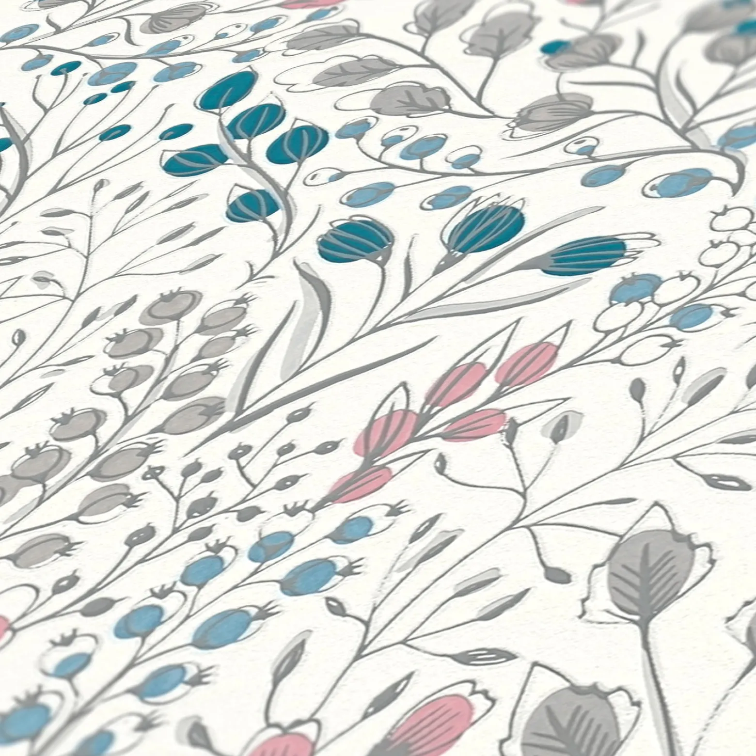 Vliestapete Blumen Floral Weiß Rosa Metallic 38847-2