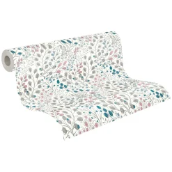 Vliestapete Blumen Floral Weiß Rosa Metallic 38847-2