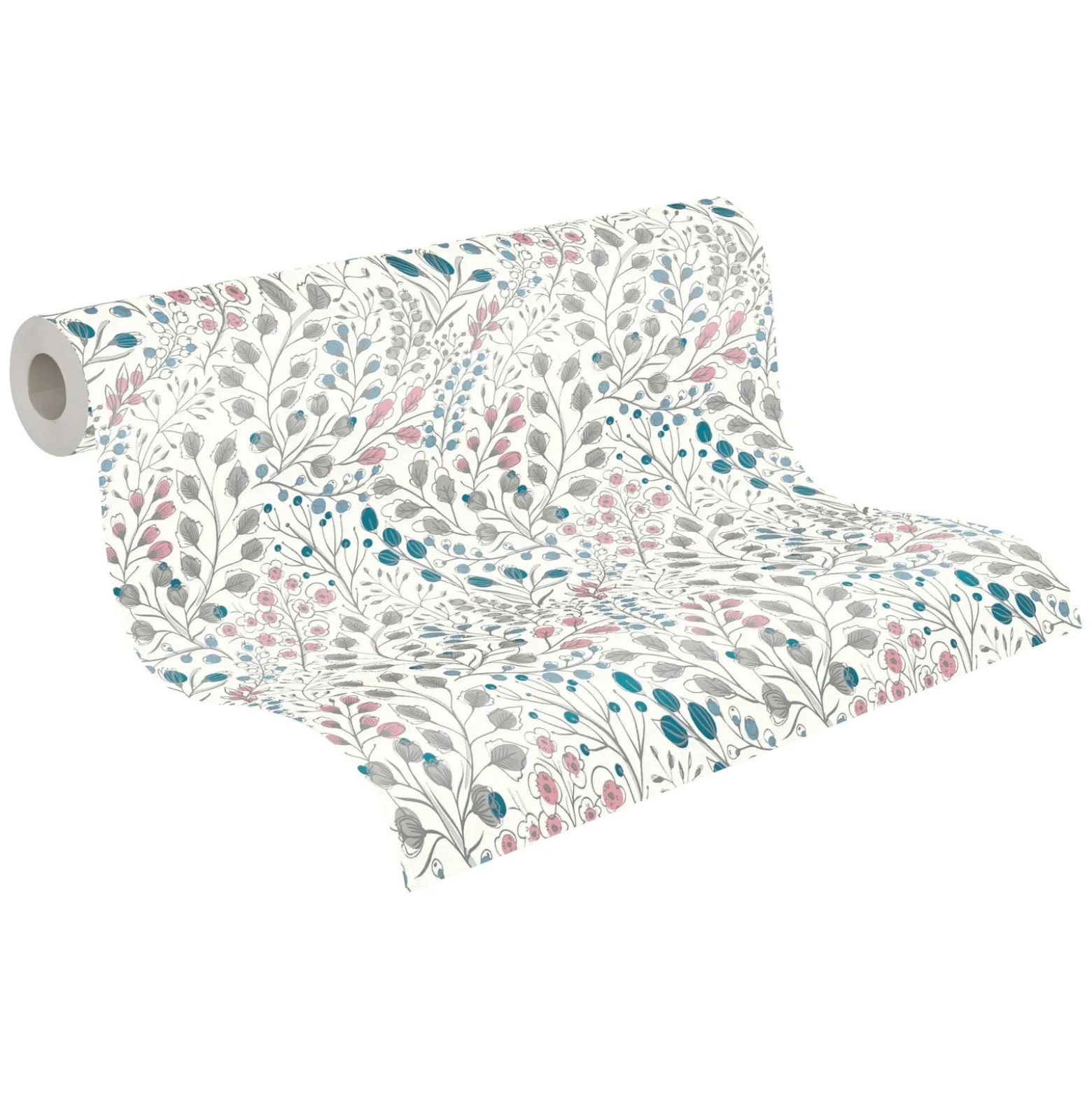 Vliestapete Blumen Floral Weiß Rosa Metallic 38847-2