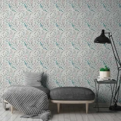 Vliestapete Blumen Floral Weiß Rosa Metallic 38847-2