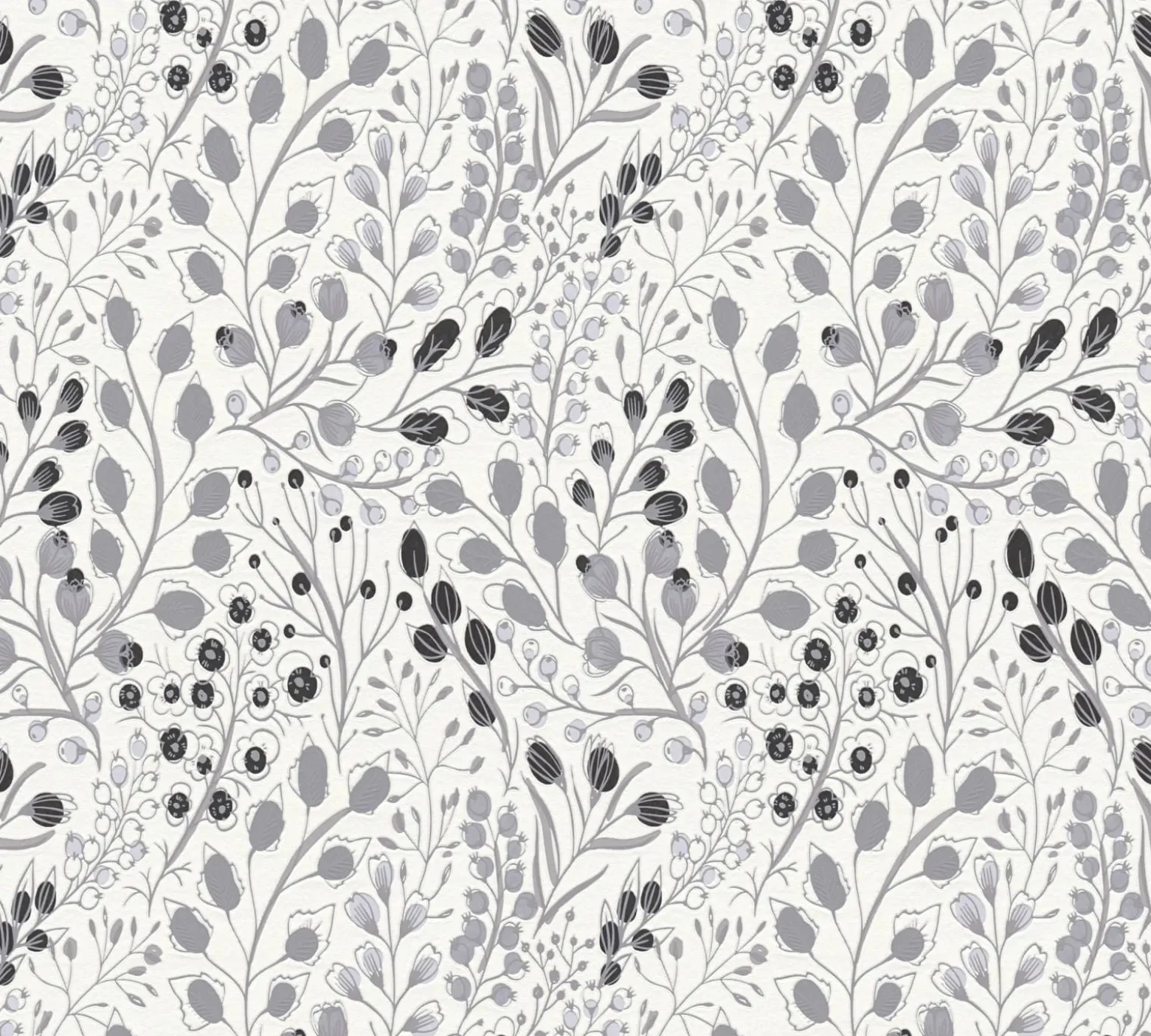 Vliestapete Blumen Floral Weiß Grau Metallic 38847-3