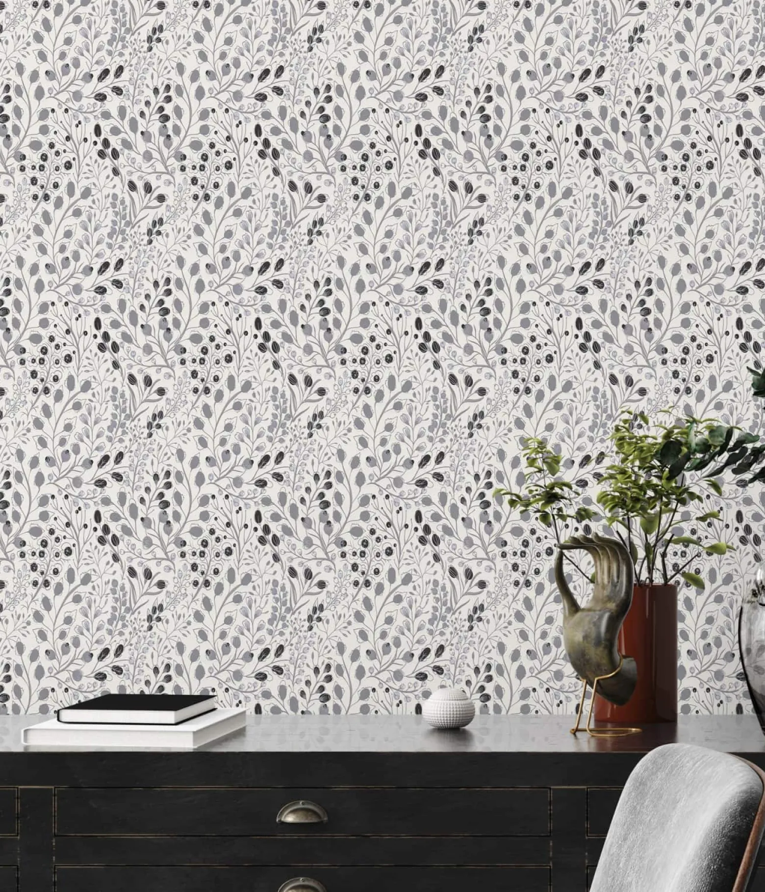 Vliestapete Blumen Floral Weiß Grau Metallic 38847-3