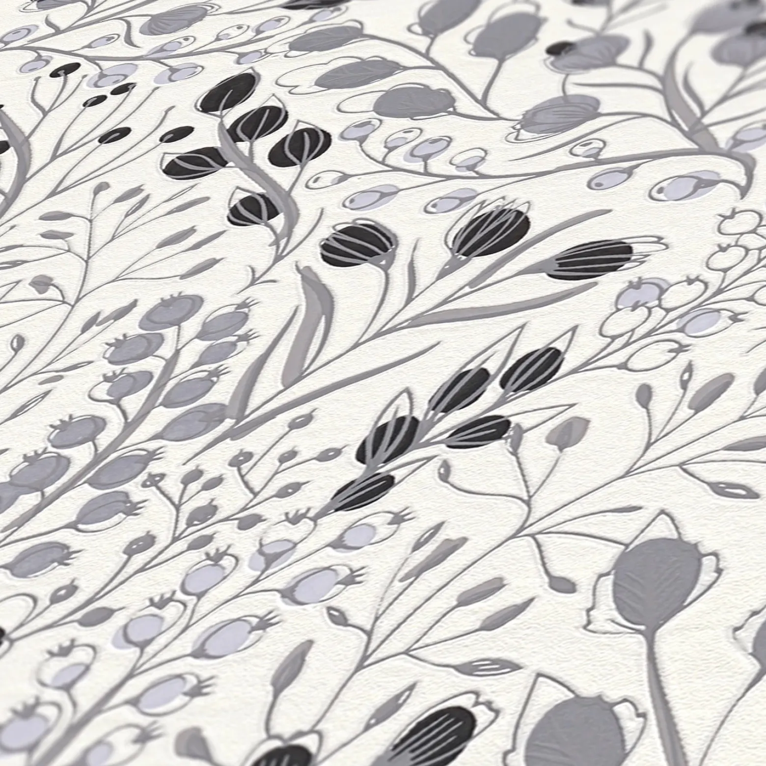 Vliestapete Blumen Floral Weiß Grau Metallic 38847-3