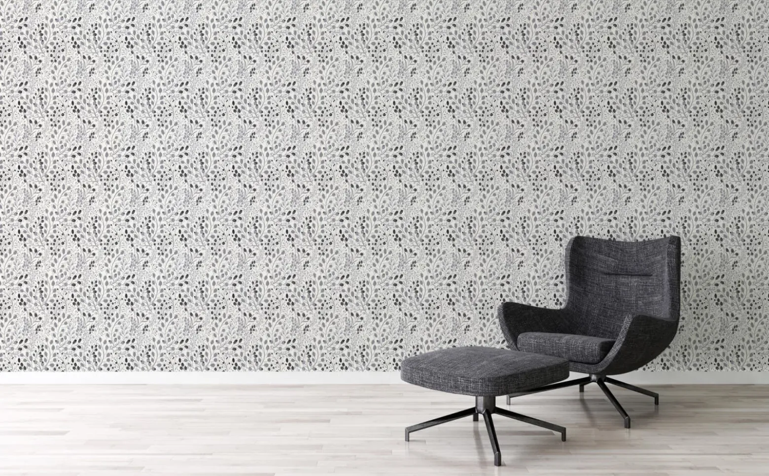 Vliestapete Blumen Floral Weiß Grau Metallic 38847-3