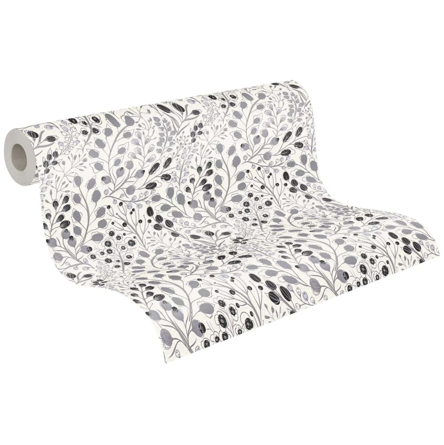 Vliestapete Blumen Floral Weiß Grau Metallic 38847-3