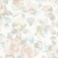 Vliestapete Blumen Floral weiß rosa blau 10250-05