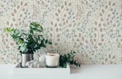 Vliestapete Blumen Floral Weiß Rosa Metallic 38847-1