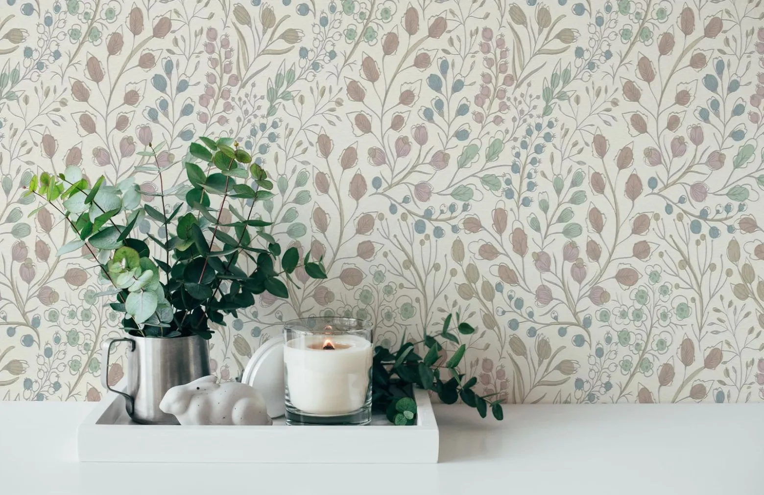Vliestapete Blumen Floral Weiß Rosa Metallic 38847-1