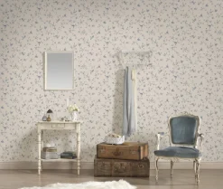 Vliestapete Blumen Floral Weiß Blau Grau 39071-3